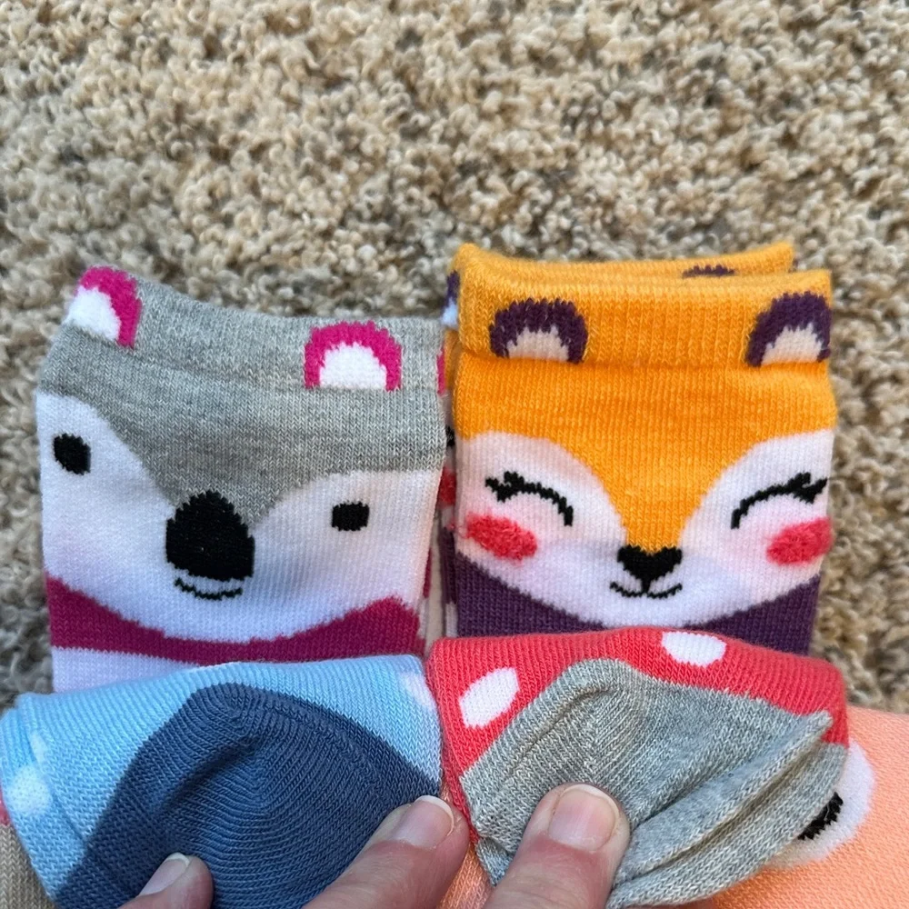 NWT SO Girls' Colorful Animal Crew Socks Set fits shoe size 6-12 toddler
